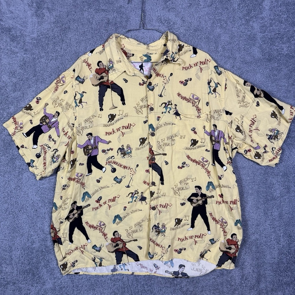 Reyn Spooner Shirt Mens XL Elvis Presley Spun Rayon Hawaiian Vintage Aloha